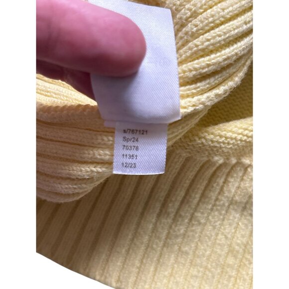 Loft Sweater Womens Large Yellow Short Sleeve V Neck Puff Sleeve Cotton - Picture 5 of 8